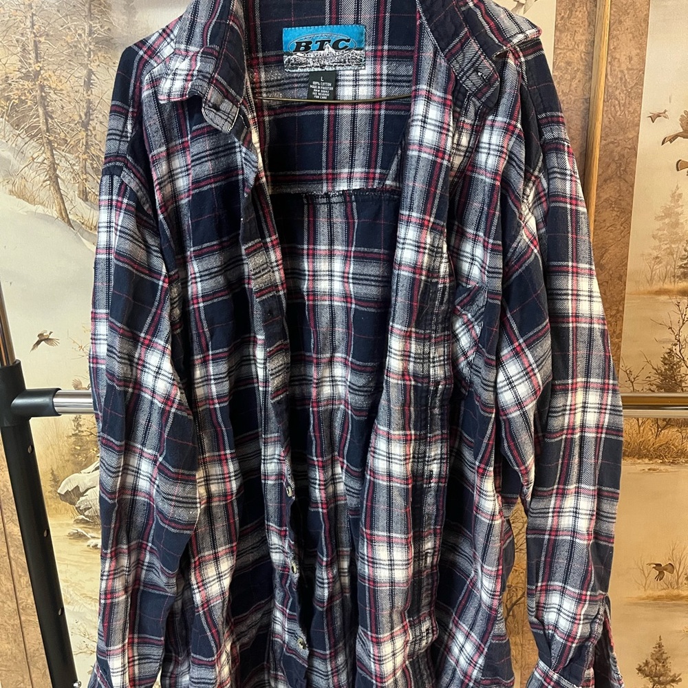 TC Men's Plaid Shirt - Blue and Red